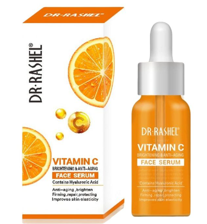 Dr. Rashel Vitamin C Brightening & Anti-Aging Face Serum with Hyaluronic Acid Firming, Repair Collagen DR RASHEL Organic Vitamin C Serum for Face Dark Spots, Even Skin Tone, Lines & Wrinkles
