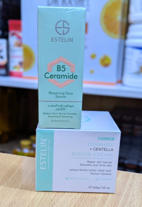 🔥Hot Deal COMBO 🔥 ESTELIN B5 Ceramide Repairing Face Serum + ESTELIN Ceramide with centella repair  Face Cream. Firms,Protects,Soothes,Strengthens,Restores, your skin barrier,