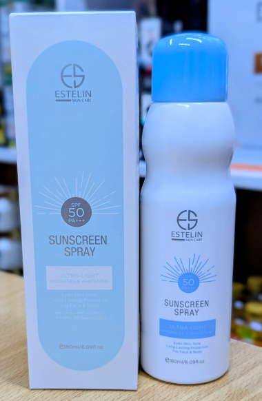 ESTELIN SPF50PA+++ Ultra-Light Sunscreen Spray -enriched with sun filters and moisturizing active ingredients that contributes towards the prevention and protection against sun burns and photo-aging