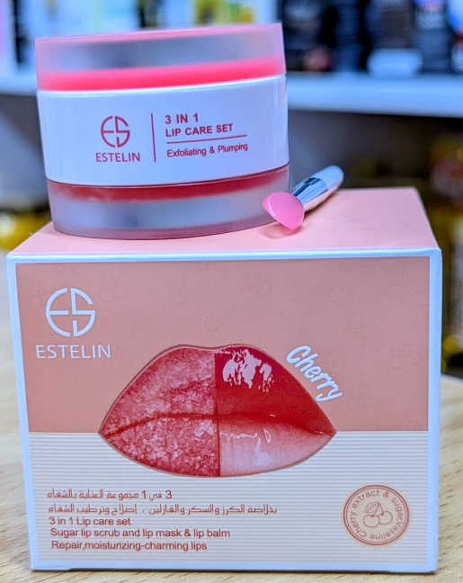 ESTELIN Cherry Lip Care Set 3-in-1 – Exfoliating Sugar Scrub, Nourishing Lip Mask & Hydrating Balm.