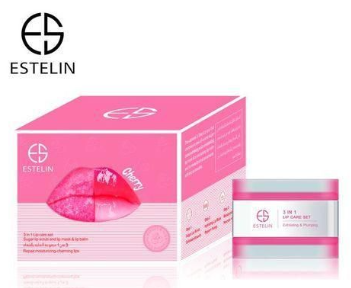 ESTELIN Cherry Lip Care Set 3-in-1 – Exfoliating Sugar Scrub, Nourishing Lip Mask & Hydrating Balm.