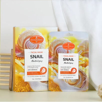 Aichun Beauty 10Pcs Snail Facial Sheet Mask Anti-Wrinkle Moisturizing Face for dry and sensitive skin