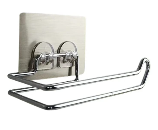 Paper Towel Holder For Towels Stand Hanger Kitchen Faucet Bathroom Gadgets Napkin Holders Metal Fixture Home Improvement Double Stainless Steel Self-adhesive Toilet Paper Disposable Face Towel Holder