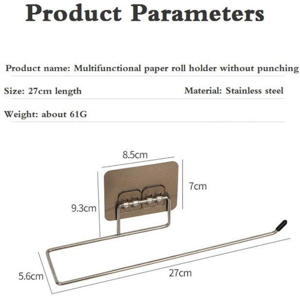 Paper Towel Holder For Towels Stand Hanger Kitchen Faucet Bathroom Gadgets Napkin Holders Metal Fixture Home Improvement Double Stainless Steel Self-adhesive Toilet Paper Disposable Face Towel Holder