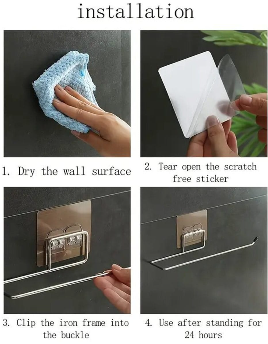 Paper Towel Holder For Towels Stand Hanger Kitchen Faucet Bathroom Gadgets Napkin Holders Metal Fixture Home Improvement Double Stainless Steel Self-adhesive Toilet Paper Disposable Face Towel Holder