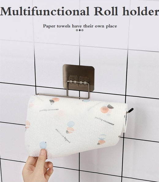 Paper Towel Holder For Towels Stand Hanger Kitchen Faucet Bathroom Gadgets Napkin Holders Metal Fixture Home Improvement Double Stainless Steel Self-adhesive Toilet Paper Disposable Face Towel Holder