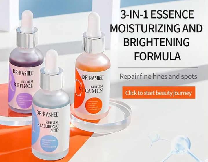 DR RASHEL Complete Facial Serum Set (3 Pack): Vitamin C, Retinol & Hyaluronic Acid