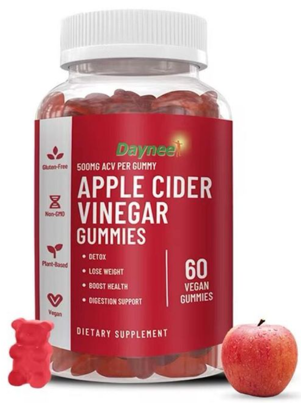 Apple Cider Vinegar Gummies (500mg) Dietary Supplement for Detox, Weight Loss, Cholesterol, and Energy