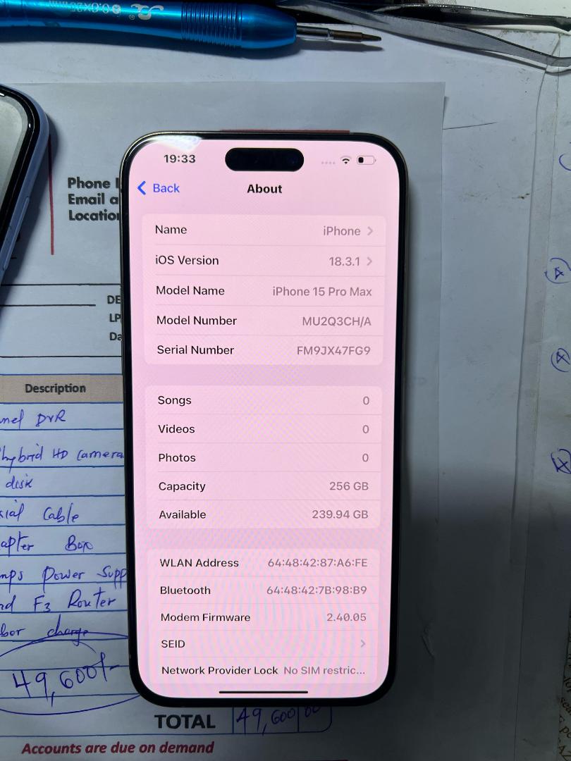 NEW IPHONE 15 PRO MAX 256GB Apple smartphone 5G 5x Zoom camera battery 100%  Natural Titanum 8GB + 256GB