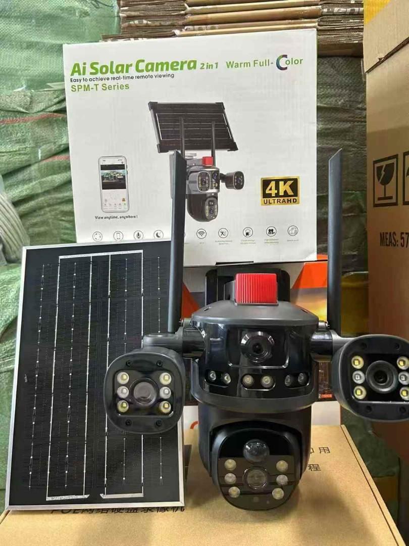 cctv solar Camera Home CCTV PTZ 4G SOLAR 3VIEW SCREENS CCTV Lens IP66 Waterproof 6MP Wireless Camera WiFi PTZ Network Camera with Free Horn