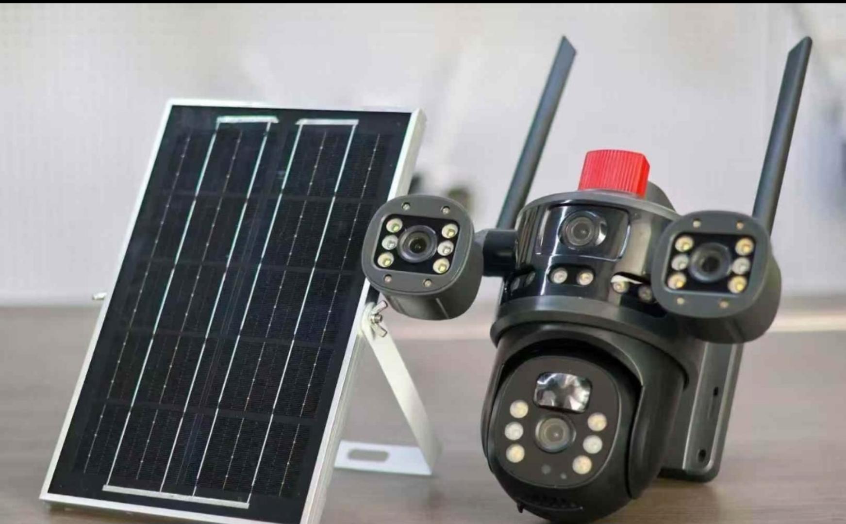 cctv solar Camera Home CCTV PTZ 4G SOLAR 3VIEW SCREENS CCTV Lens IP66 Waterproof 6MP Wireless Camera WiFi PTZ Network Camera with Free Horn