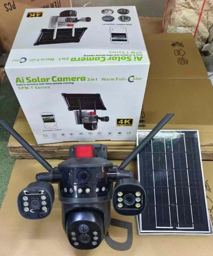 cctv solar Camera Home CCTV PTZ 4G SOLAR 3VIEW SCREENS CCTV Lens IP66 Waterproof 6MP Wireless Camera WiFi PTZ Network Camera with Free Horn