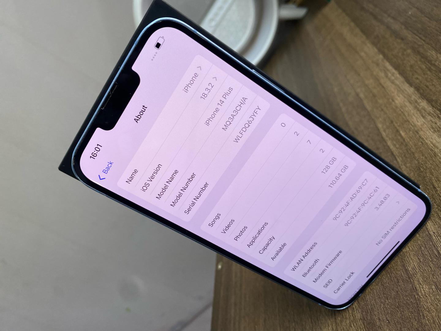 Apple IPHONE 14 Plus 128GB All original  Smartphone 5G Dual Sim card Like New.battery health long-lasting  2days