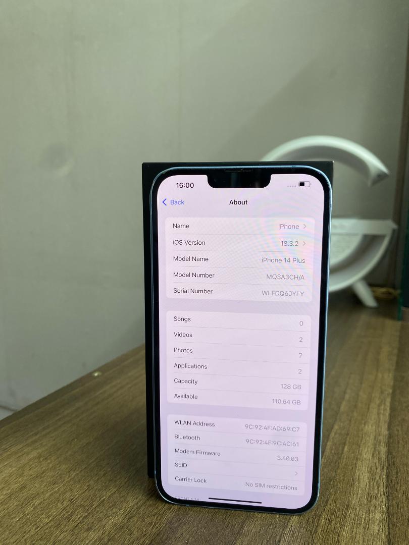 Apple IPHONE 14 Plus 128GB All original  Smartphone 5G Dual Sim card Like New.battery health long-lasting  2days