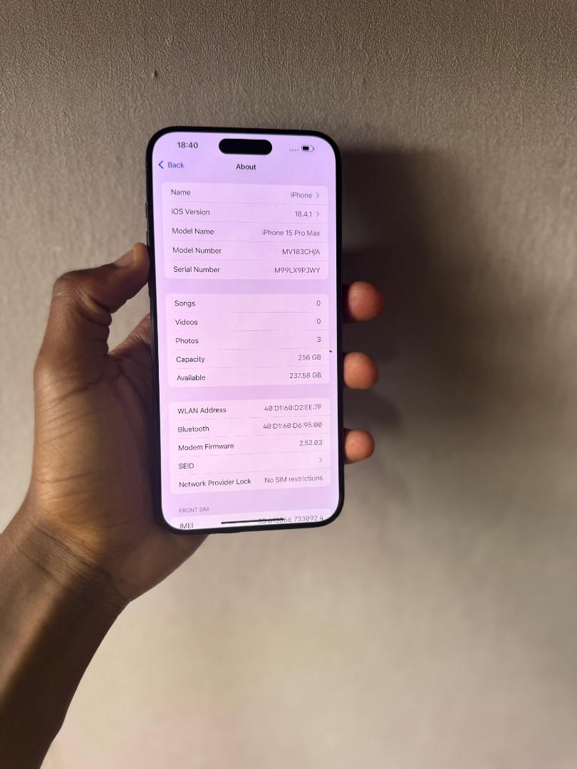iPhone 15 Pro Max 256GB – eSIM Only, 5G, 6.7" Display, A17 Pro, Face ID – Latest Apple Smartphone