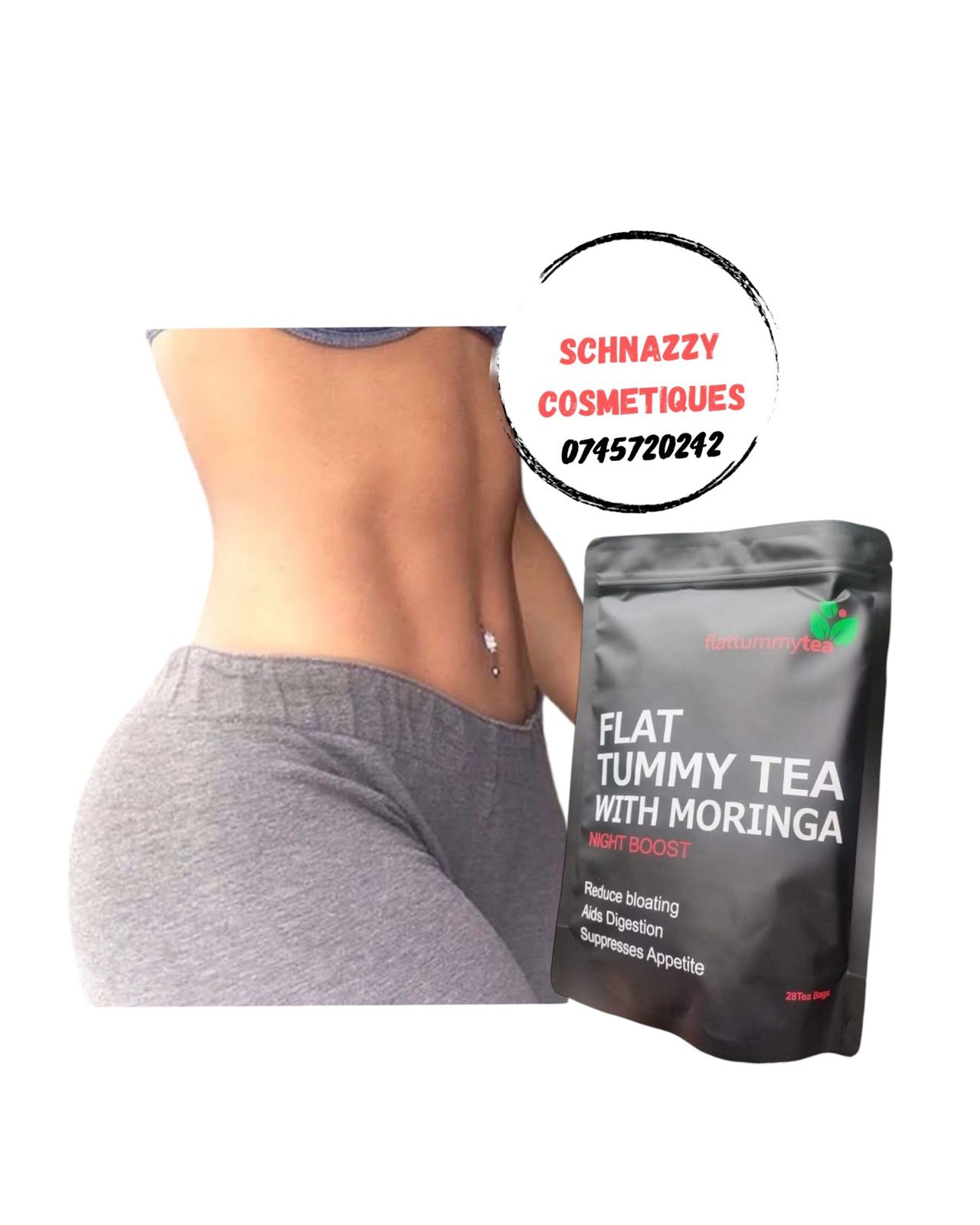 28 Days Flat Tummy Tea with Moringa ; Reduce Bloating Aids Digestion Suppresses Appetite Burn Excess Fats Naturally Herbal Tea Flat Tummy Tea with Moringa