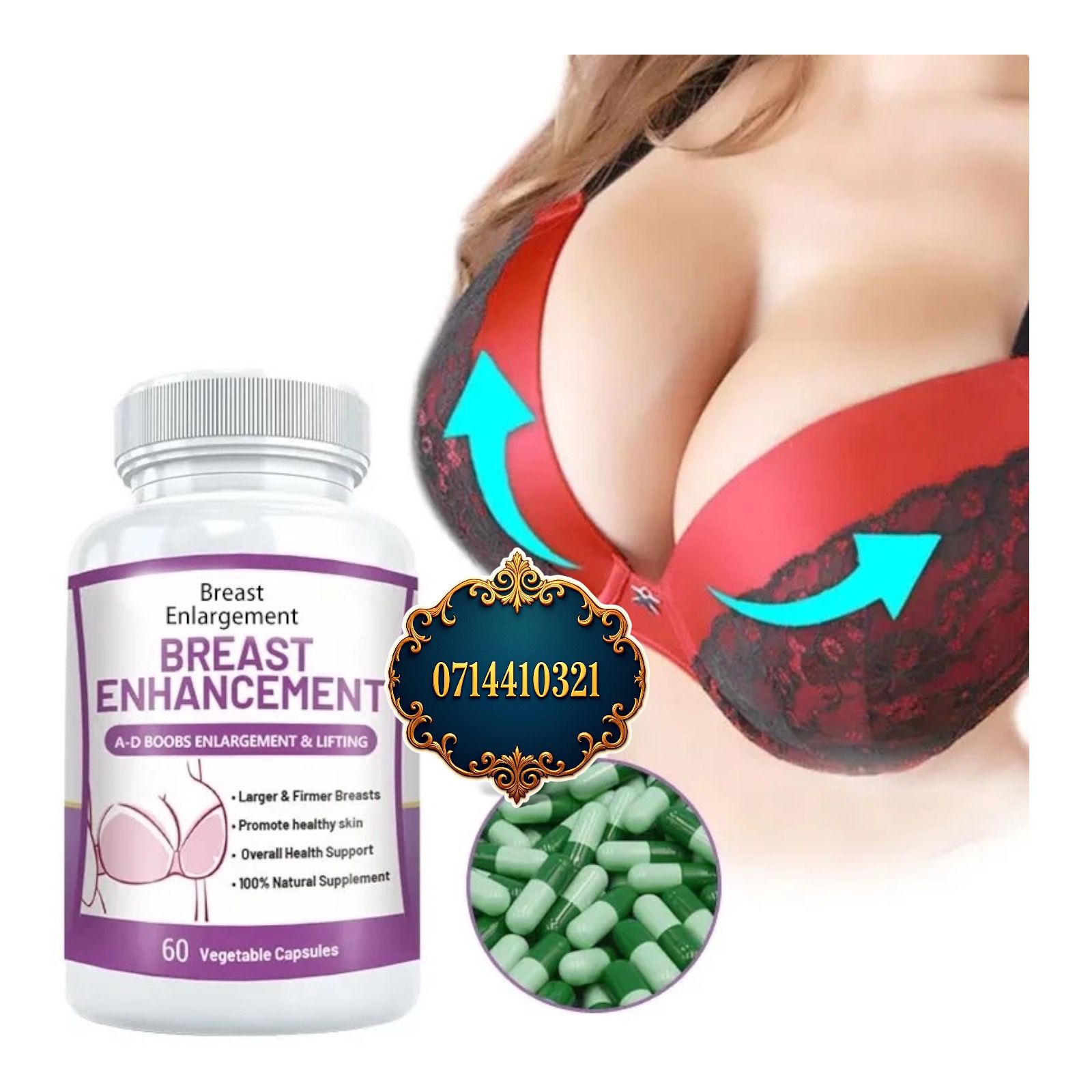 Breast Enhancement Enlargement Fuller Larger Firmer Lifting 100% Natural Supplement Breast Enhancement Enlargement Larger Firmer 100% Natural Supplement