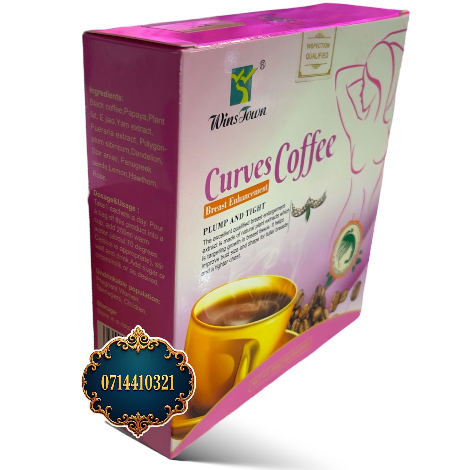 Women Curves Coffee Breast Enhancement Makes Plump and Tight from Natural Extracts that Promote Growth of Breast Tissue