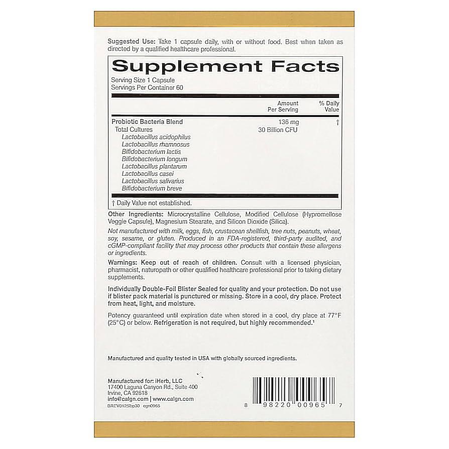 Lactobif Probiotics 30 Billion CFU Per Veggie Capsule Women Oral Supplement For Urinary Tract Health (U.T.I) Promotes Healthy Vaginal Health Clear Foul Odor Abnormal Discharge (10) 10 Day Use