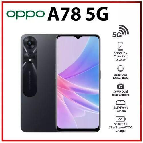 Oppo A78 5G 8GB RAM 128 GB Storage 50MP Camera 6.56 Inch IPS LCD Display Dual Sim 5000mAh Battery Android Smart Phone. Black