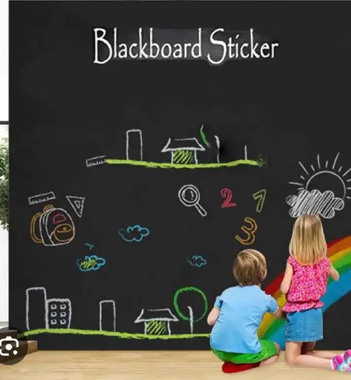 Large Chalkboard Adhesive Paper Roll (8 FEET/45*200 cm) 5 Chalks Included - Peel & Stick Chalkboard Wallpaper for Walls, Tables, Schools, and Classrooms  Reusable Blackboard Vinyl for Kids’ Creativity