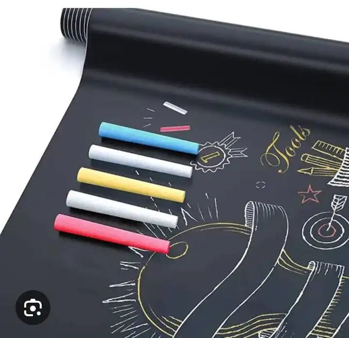 Large Chalkboard Adhesive Paper Roll (8 FEET/45*200 cm) 5 Chalks Included - Peel & Stick Chalkboard Wallpaper for Walls, Tables, Schools, and Classrooms  Reusable Blackboard Vinyl for Kids’ Creativity