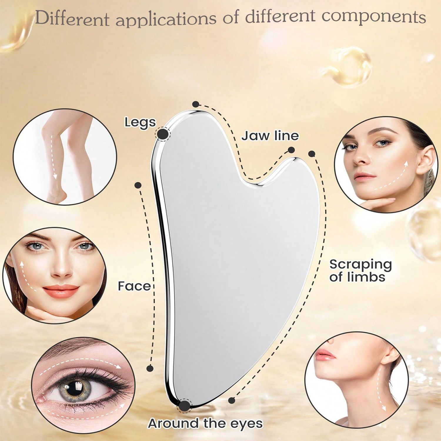 1pc Stainless Steel Gua Sha Facial Massage Tool, For Face & Body  Stainless steel blackhead shovel hair follicle cleaning scraper nose tip acne removal needle facial cleaning tool