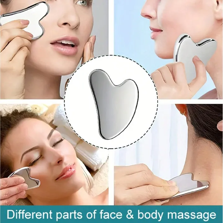 1pc Stainless Steel Gua Sha Facial Massage Tool, For Face & Body  Stainless steel blackhead shovel hair follicle cleaning scraper nose tip acne removal needle facial cleaning tool
