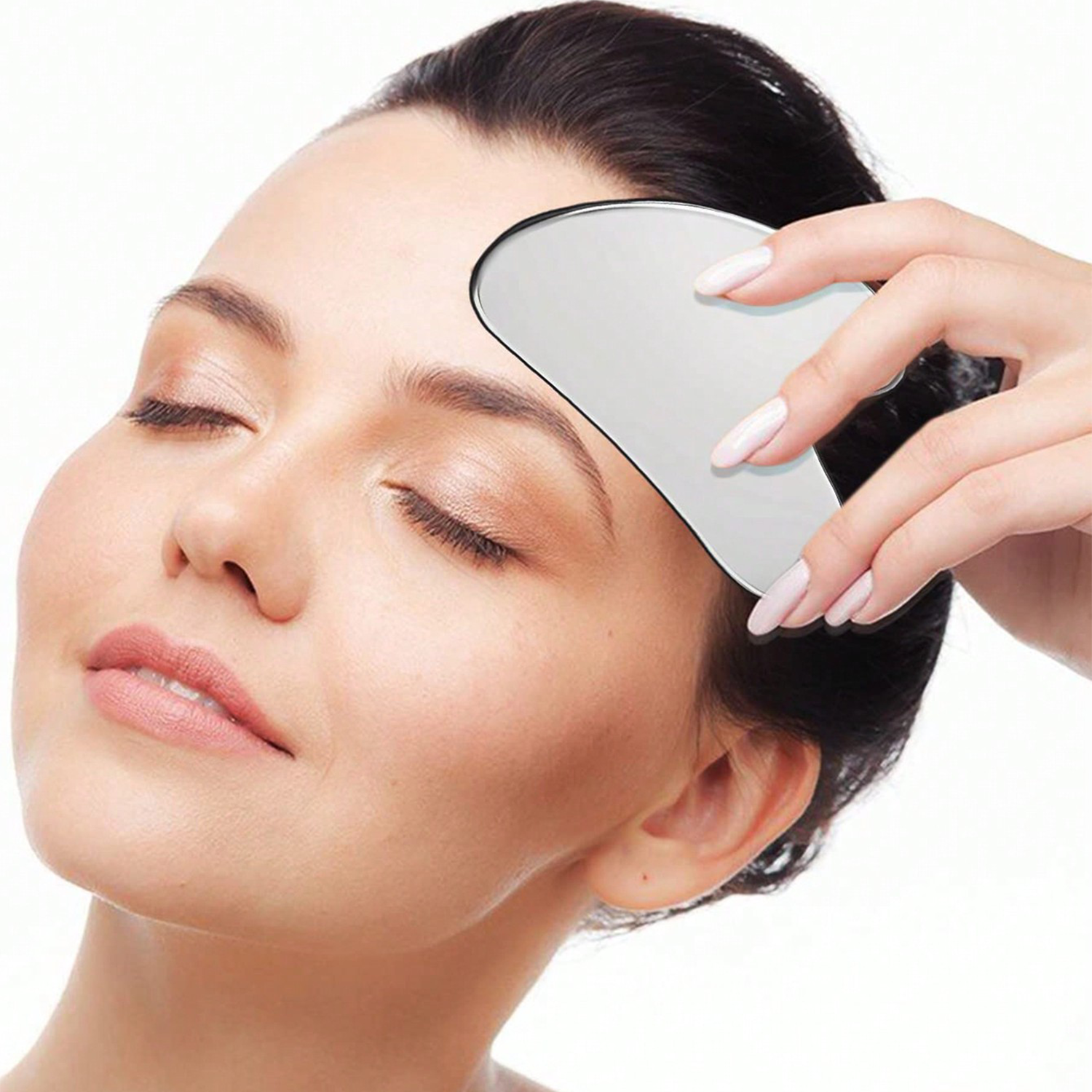 1pc Stainless Steel Gua Sha Facial Massage Tool, For Face & Body  Stainless steel blackhead shovel hair follicle cleaning scraper nose tip acne removal needle facial cleaning tool