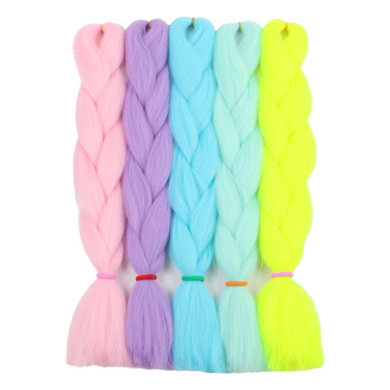 1pc luminous silk dreadlocks, large braids, African wigs, high temperature fluorescent colours, gradient colours, chemical fibre braids.
