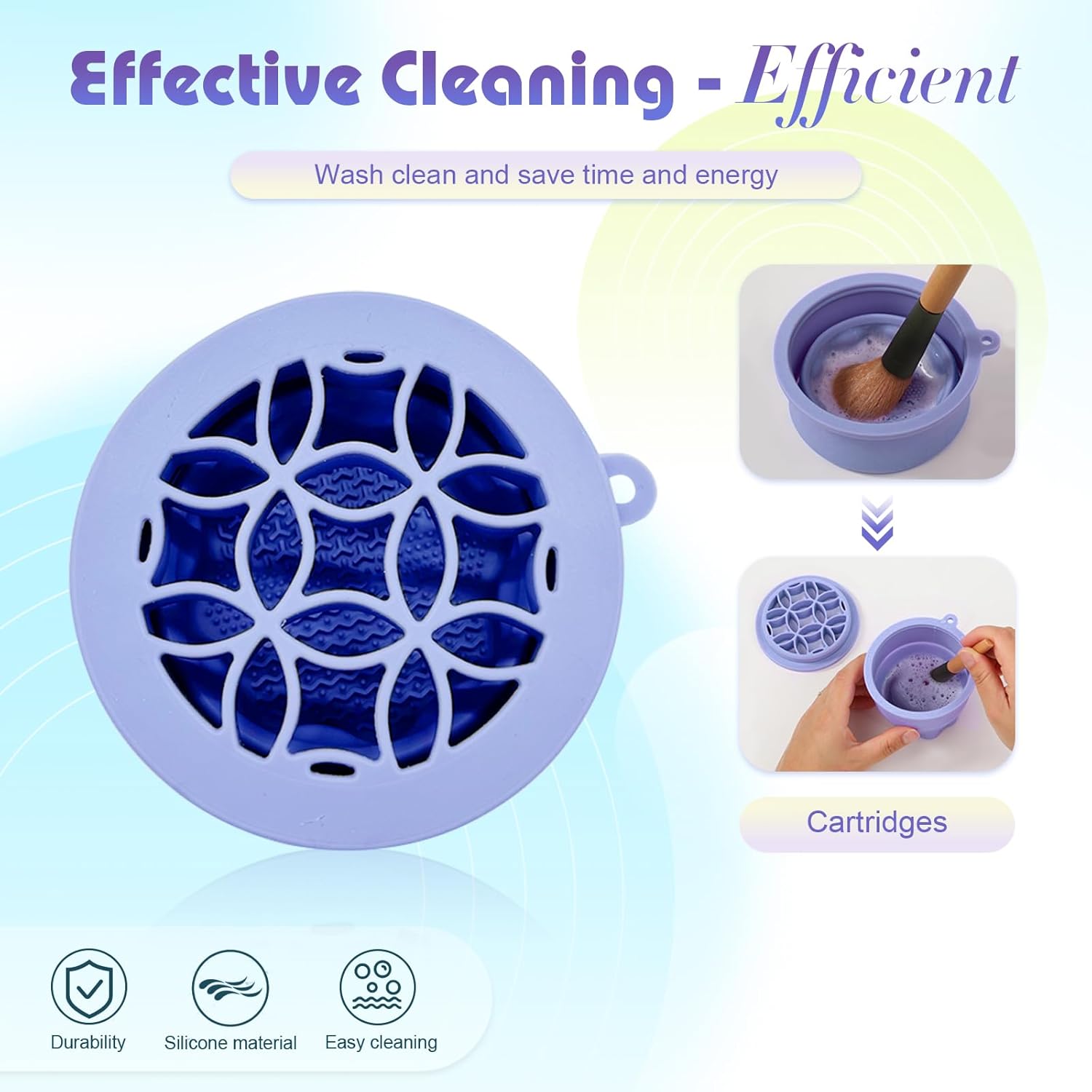1pc Makeup Brush Cleaner, Foldable Portable Silicone Makeup Brush Cleaner Bowl, Cleaner Mat And Brush Holder 2 In 1,Clean And Dry Your Makeup Brushes In A Hurry