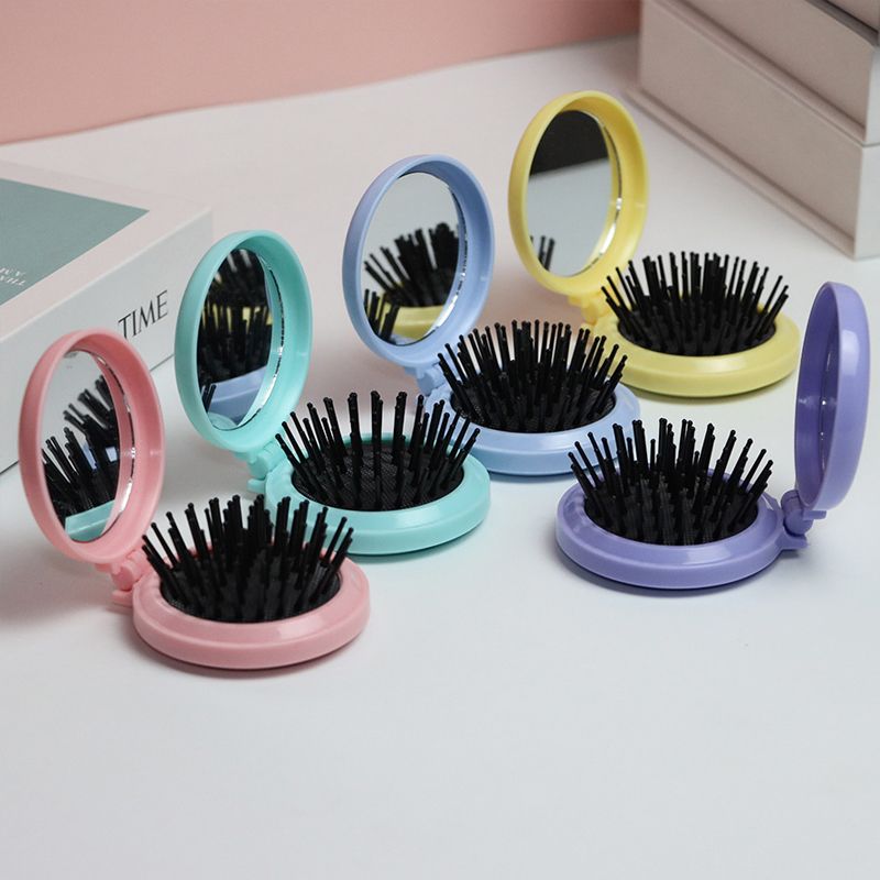 Folding airbag small comb with makeup mirror DIY cute girl air cushion head massage combing mirror integrated portable