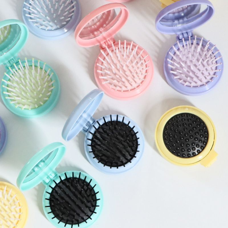 Folding airbag small comb with makeup mirror DIY cute girl air cushion head massage combing mirror integrated portable