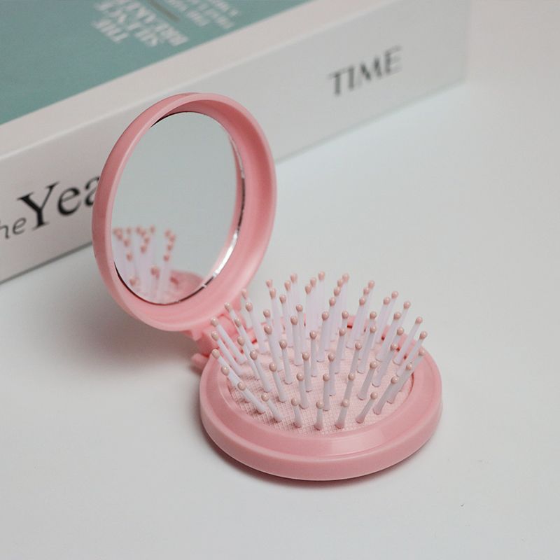 Folding airbag small comb with makeup mirror DIY cute girl air cushion head massage combing mirror integrated portable
