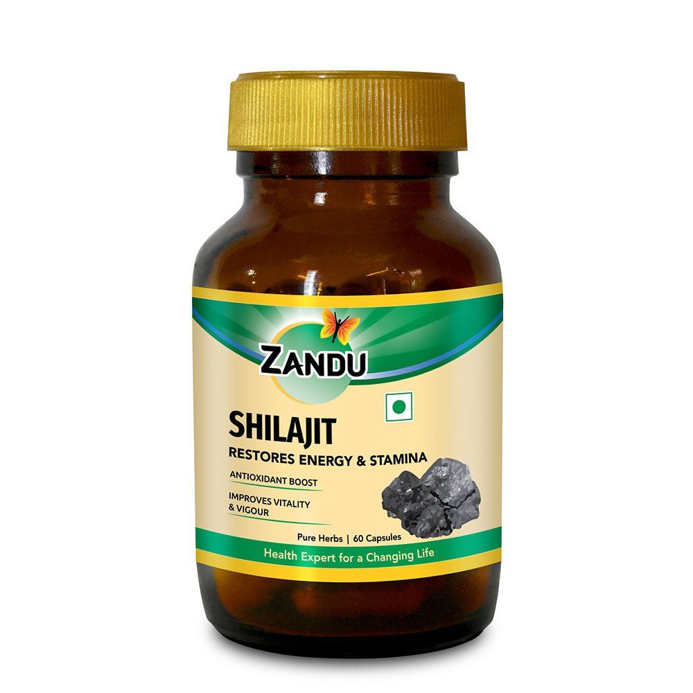 Zandu Shilajit Capsules -60’s.Restores energy and stamina
Enhances vigor and vitality,Acts as an aphrodisiac