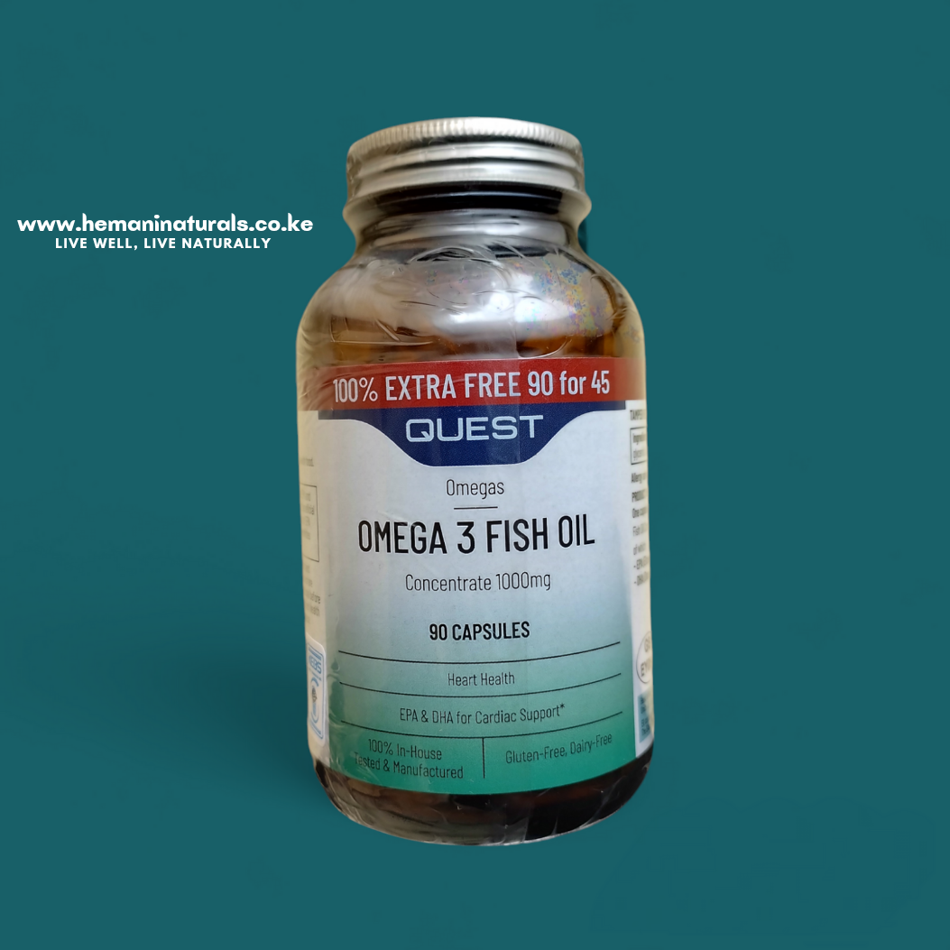 Quest Marine Omega 3 1000mg Fish Oil Concentrate -90’sHeart Health
Brain Function
Joint Health
Regulation of Inflammation