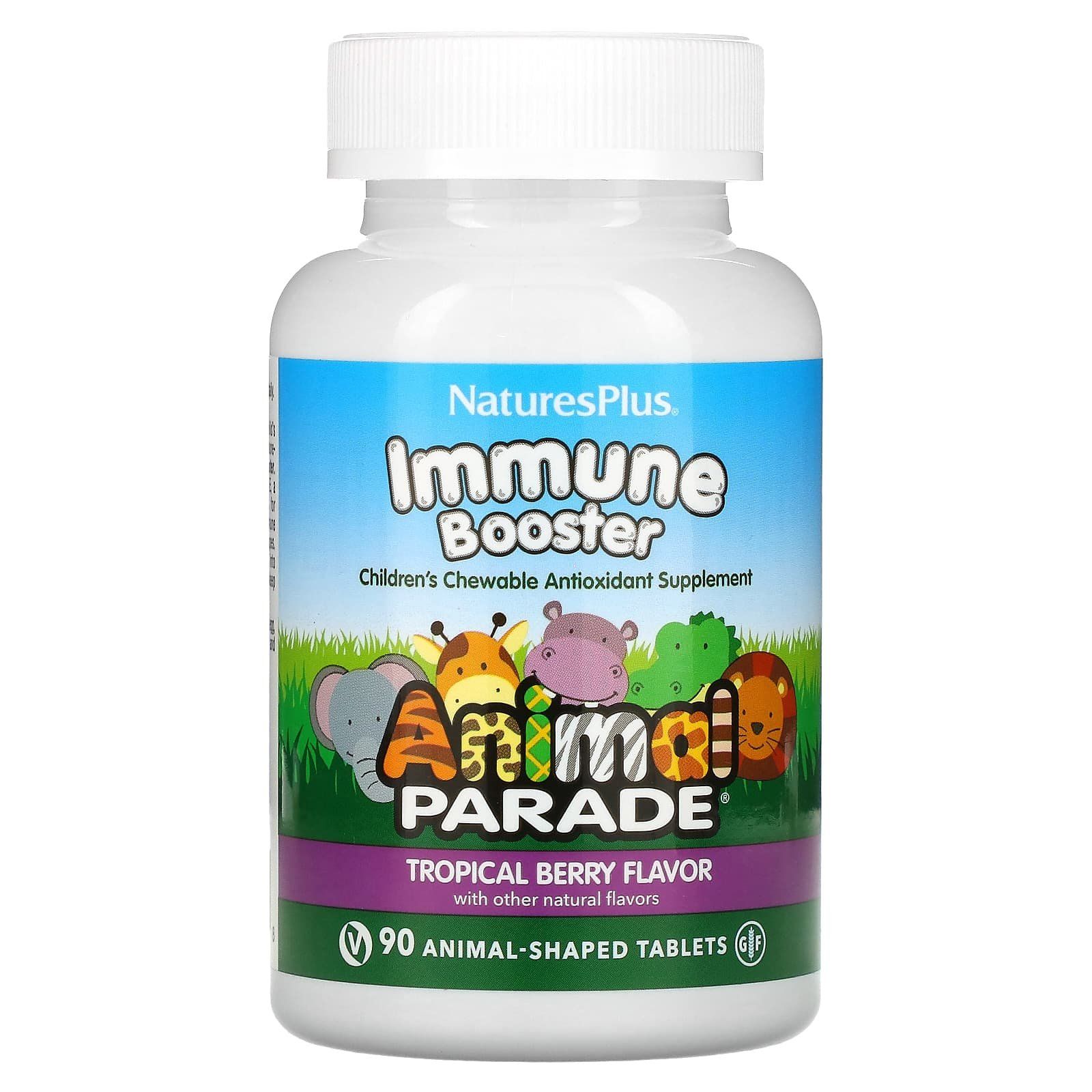 Natures Plus Animal Parade Kids Immune Booster Tablets -90’s-Provides immune system support-90 animal-shaped chewable tablets