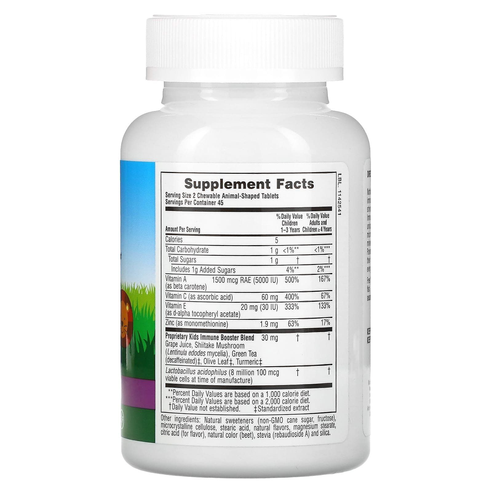 Natures Plus Animal Parade Kids Immune Booster Tablets -90’s-Provides immune system support-90 animal-shaped chewable tablets