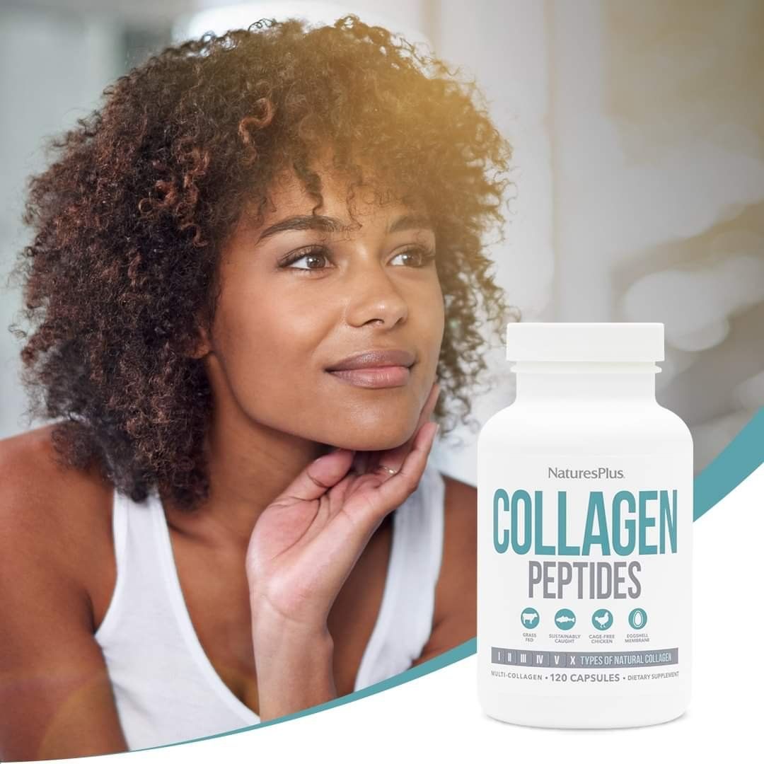 Natures Plus Collagen Peptides Capsules -120’s- Supports bones, joints, skin elasticity, hair, and nails.