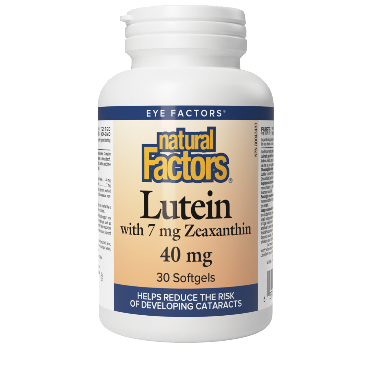 Natural Factors Lutein 40mg SG 30-Supports eyesight in conditions associated with exposure to sunlight, such as cataracts and age-related macular degeneration (AMD)