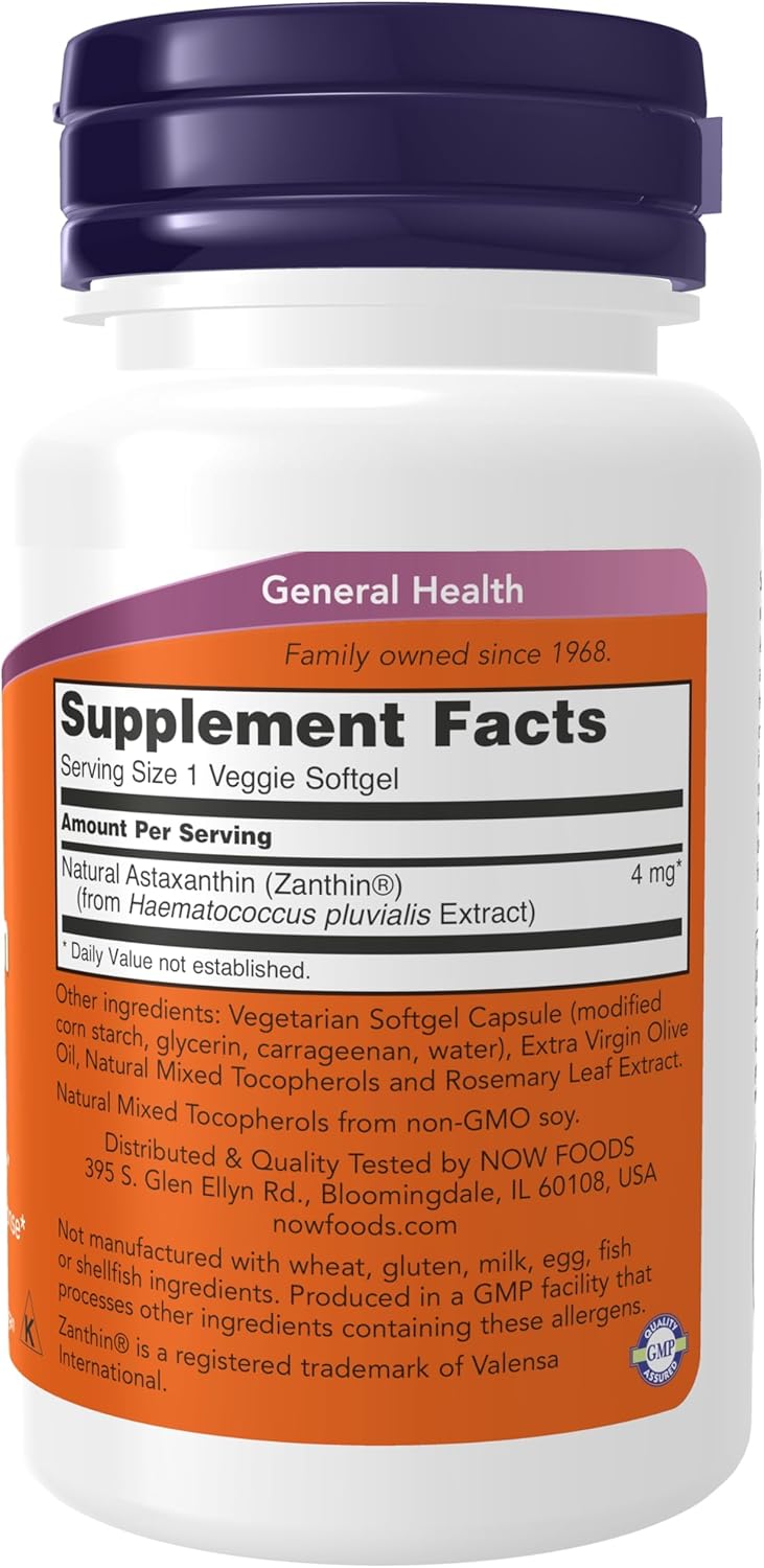 NOW Foods Supplements, Astaxanthin 4 mg, features Zanthin®, Supports Eye Health*, 60 Veg Softgels-Visit our shop:https://afyayangu.co.ke//