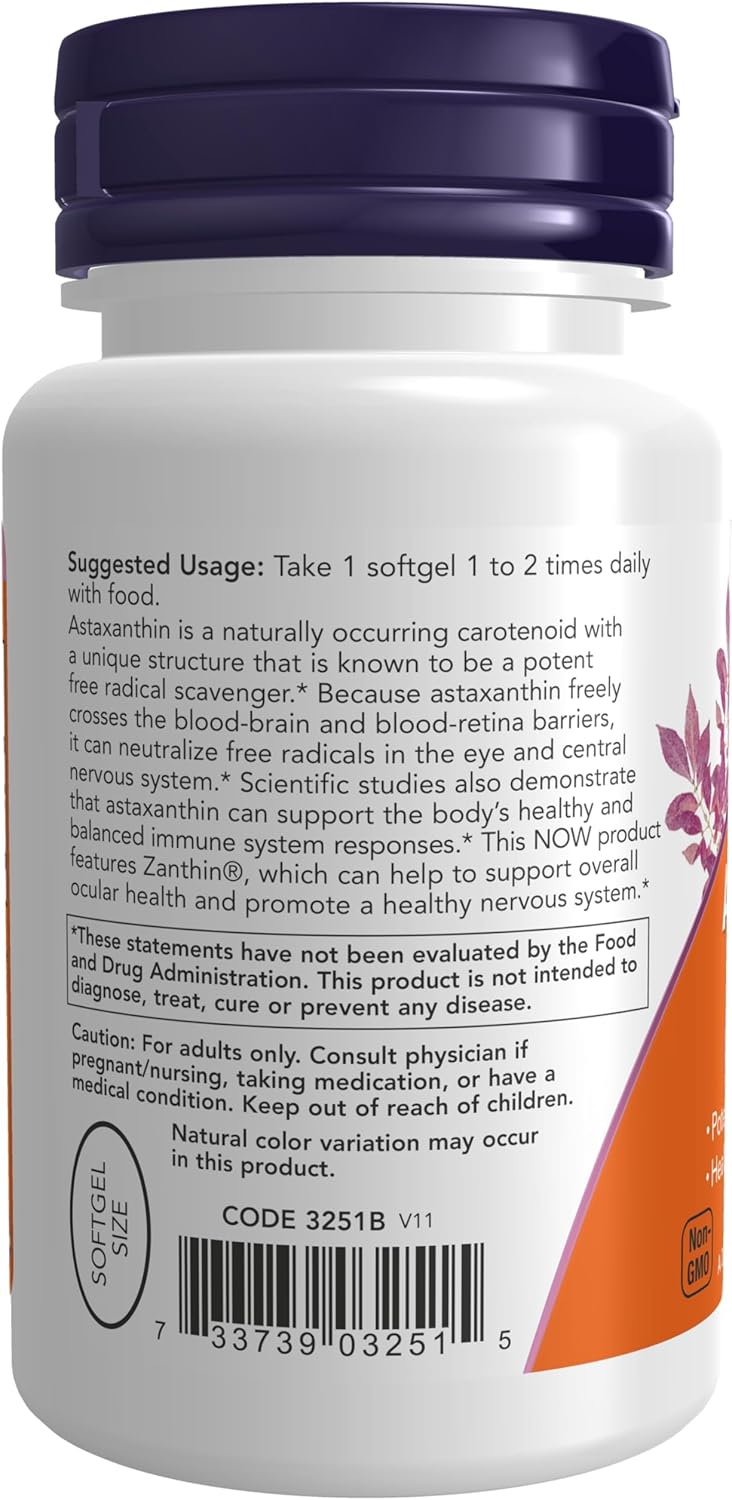 NOW Foods Supplements, Astaxanthin 4 mg, features Zanthin®, Supports Eye Health*, 60 Veg Softgels-Visit our shop:https://afyayangu.co.ke//