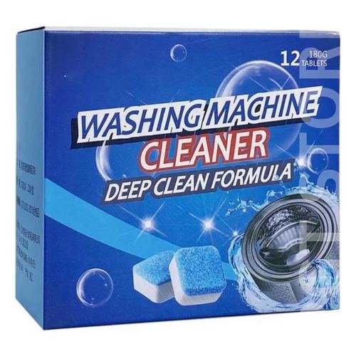 High efficiency Drum washing machine tablets cleaner with 12 pieces inside compatible with all machines, designed to penetrate dissolve and remove odour-causing residueand acts as an  antibacteria.