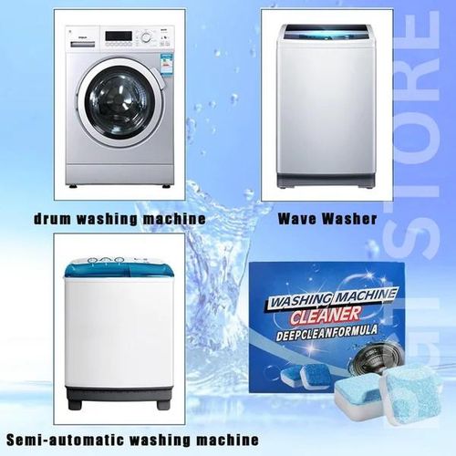 High efficiency Drum washing machine tablets cleaner with 12 pieces inside compatible with all machines, designed to penetrate dissolve and remove odour-causing residueand acts as an  antibacteria.