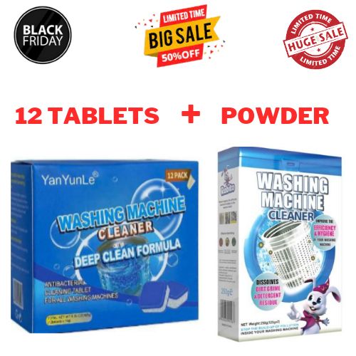 WASHING MACHINE CLEANER TABLETS + WASHING MACHINE CLEANER POWDER