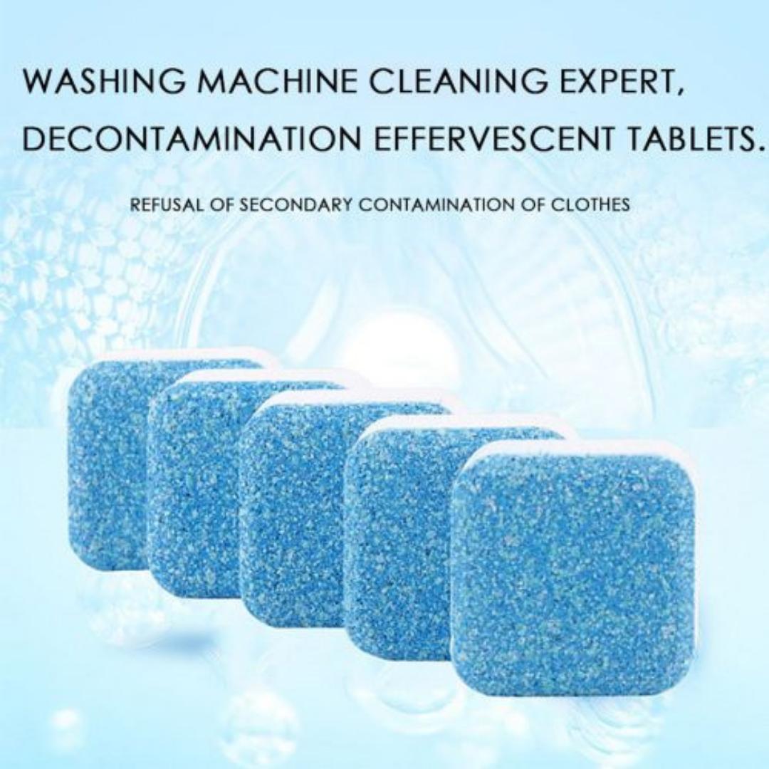 High efficiency Drum washing machine tablets cleaner with 12 pieces inside compatible with all machines, designed to penetrate dissolve and remove odour-causing residueand acts as an  antibacteria.