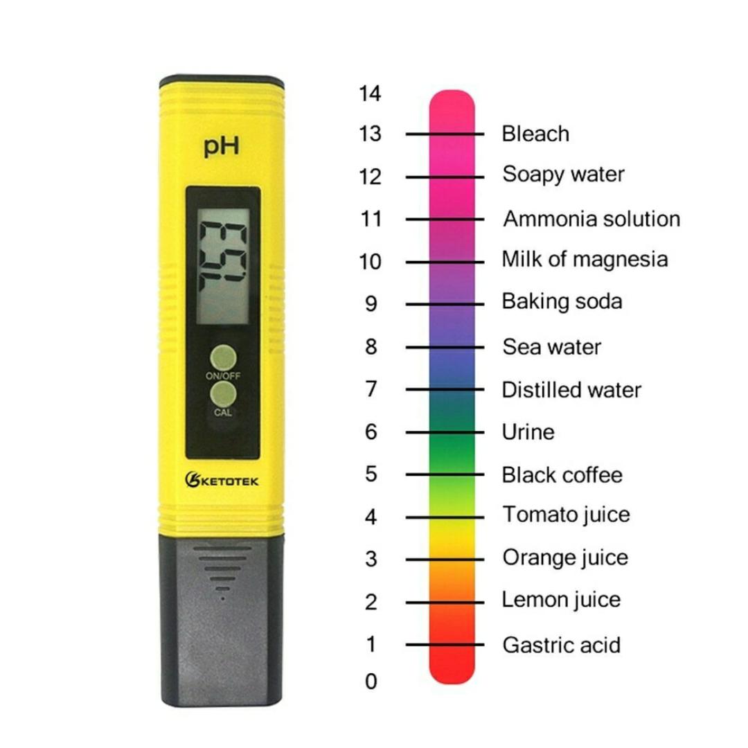 PH METER ATC Auto-Calibration Digital Water Meter - 0~14 pH Tester with Buffer Powders and Batteries