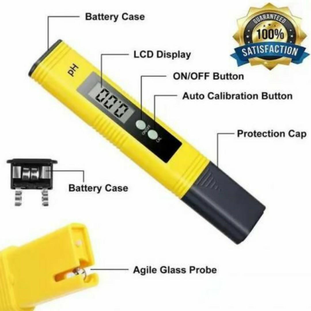 PH METER ATC Auto-Calibration Digital Water Meter - 0~14 pH Tester with Buffer Powders and Batteries