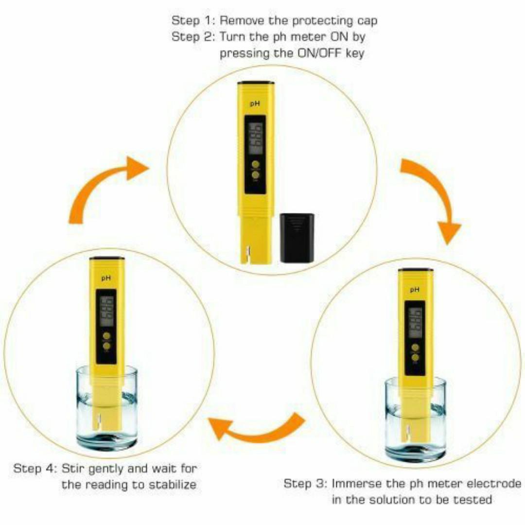 PH METER ATC Auto-Calibration Digital Water Meter - 0~14 pH Tester with Buffer Powders and Batteries