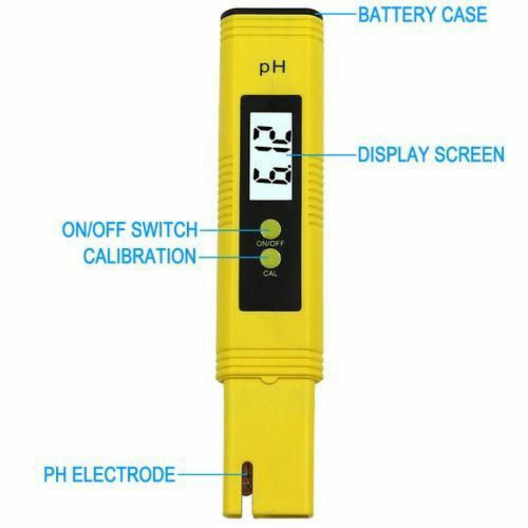 PH METER ATC Auto-Calibration Digital Water Meter - 0~14 pH Tester with Buffer Powders and Batteries